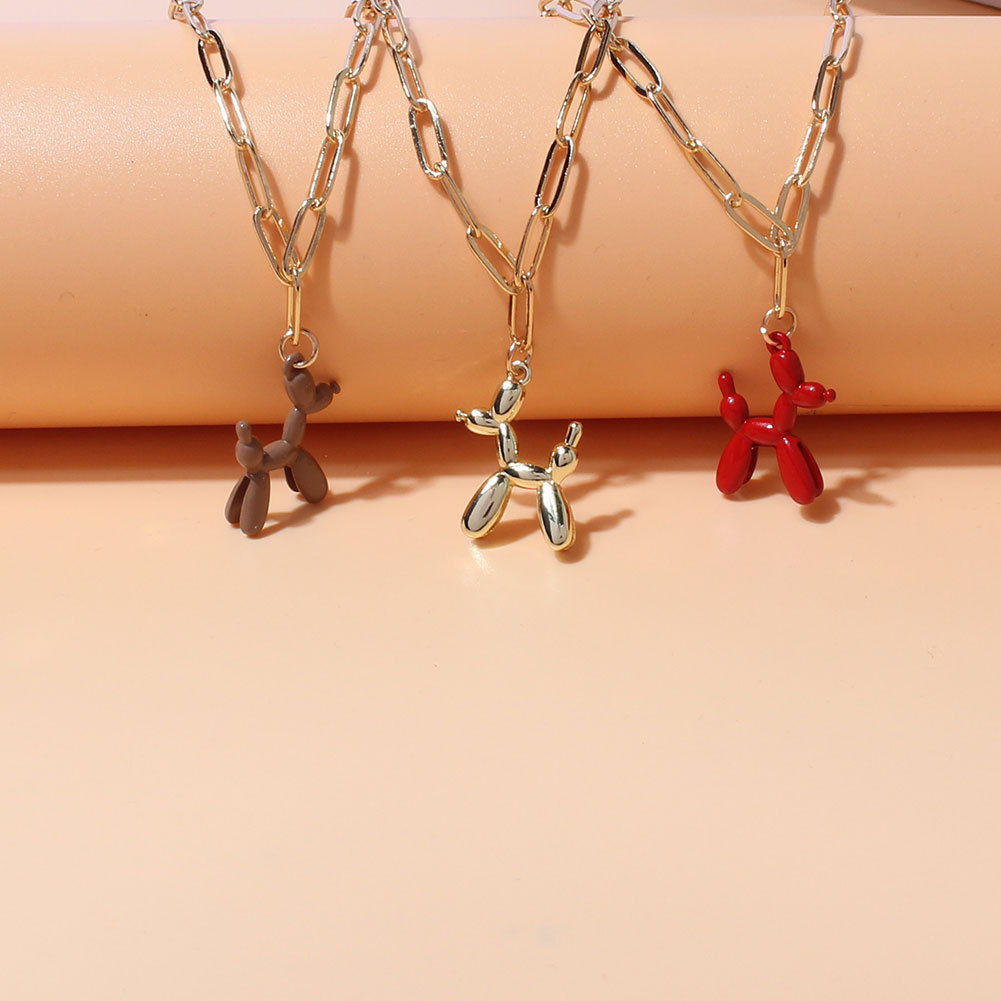 simple style necklace retro personality trend dog pendant hip hop necklace