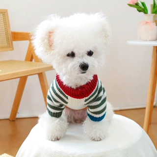 PETCIRCLE宠物圈 宠物衣服狗狗猫猫服装服饰保暖彩色复古条纹毛衣