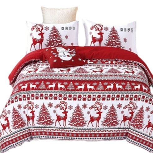 3D Digital Print Christmas Series Bedding Three-Piece Set Cross-Border Holiday Decoration Brushed Fabric_voghion.com