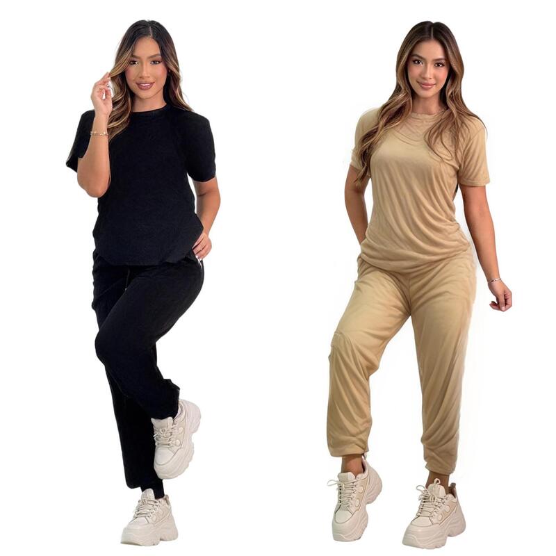 Spring Fashion Casual Short-Sleeved Jacquard Two-Piece Set European and American Foreign Trade Women's Clothing J5294 Spring Fashion Casual Short-Sleeved Jacquard Two-Piece Set European and American Foreign Trade Women's Clothing J5294