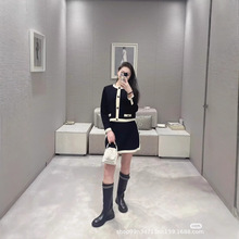 25早春新款五角星扣拼色黑白撞色高级感针织棉开衫不对版免费送