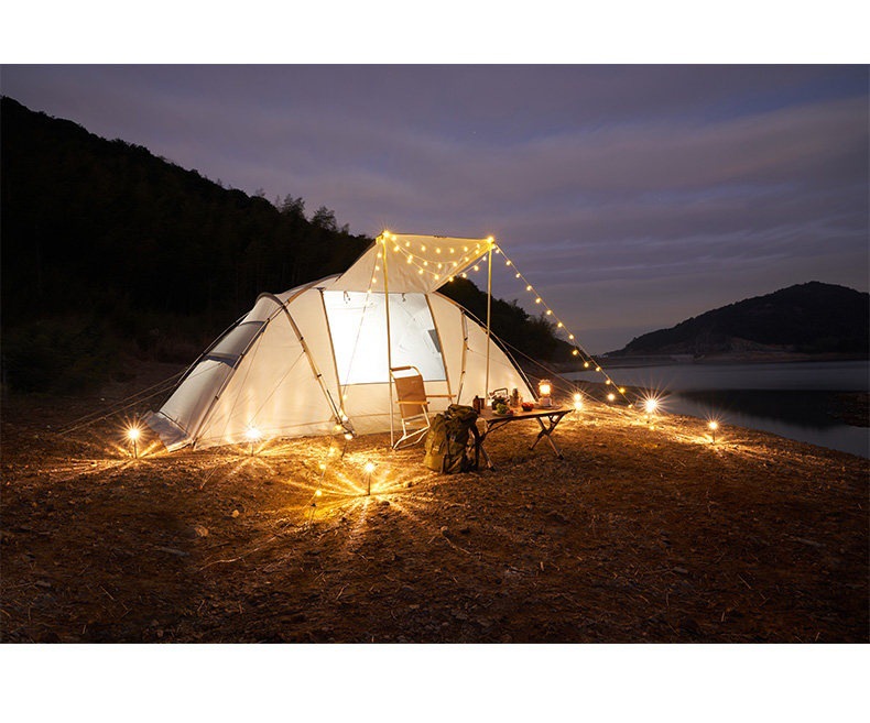 Mugao Di Family 4 tent for camping, outdoor portable family tent with two rooms and one living room, windproof and thickened, rainproof
