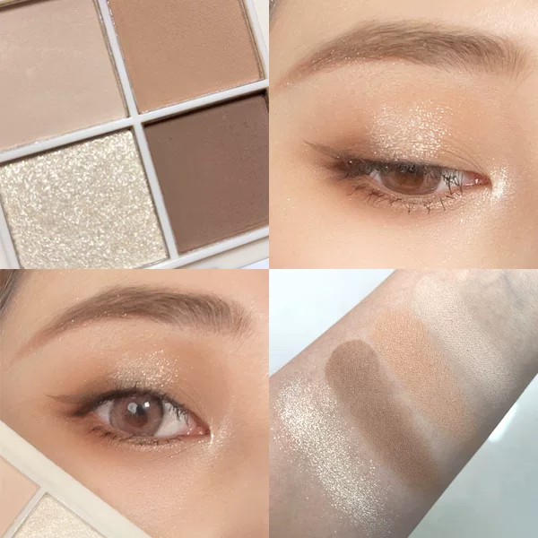 The same HDKD4 color eye shadow small plate ins affordable students earth color four palace grid eye shadow plate portable