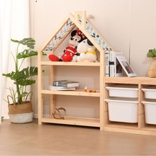 玩具收纳架宝宝书柜蒙氏儿童房烟囱置物架实木家用落地组合收纳柜