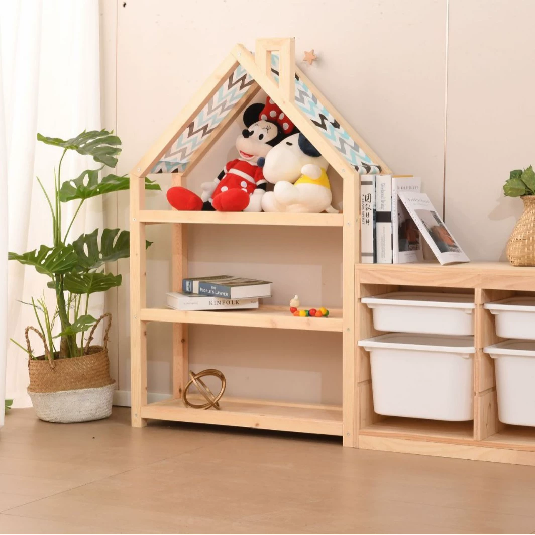 Стеллаж для хранения игрушек, детский книжный шкаф, детская комната Монтессори, стеллаж для хранения дымохода, бытовой напольный комбинированный шкаф для хранения из цельного дерева