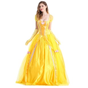 Halloween Costume Beauty and the Beast Film and Television Characters Princess Belle Yellow Dress Game Uniform