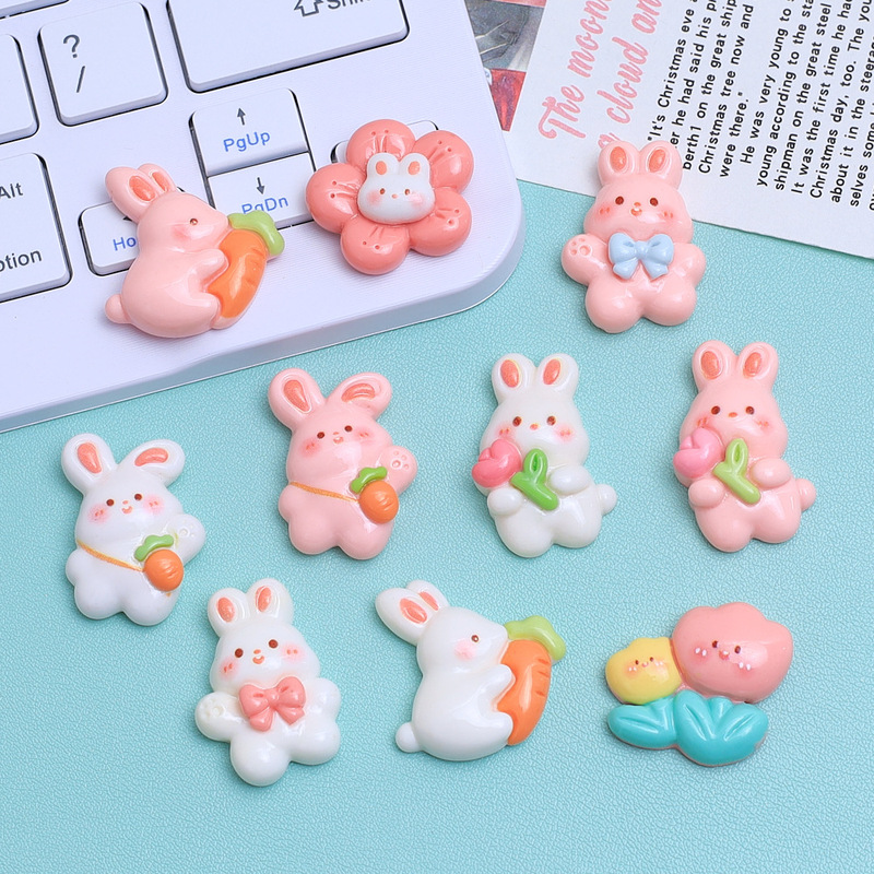 Carrot Bunny Cartoon Cute DIY Jewelry Accessories Hole Shoe Buckle Material Package Cream Glue Resin Small Accessories