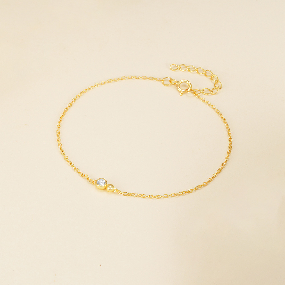 925 Sterling Silver Material Solid Color Pattern 925 Sterling Silver Bracelets Simple Style
