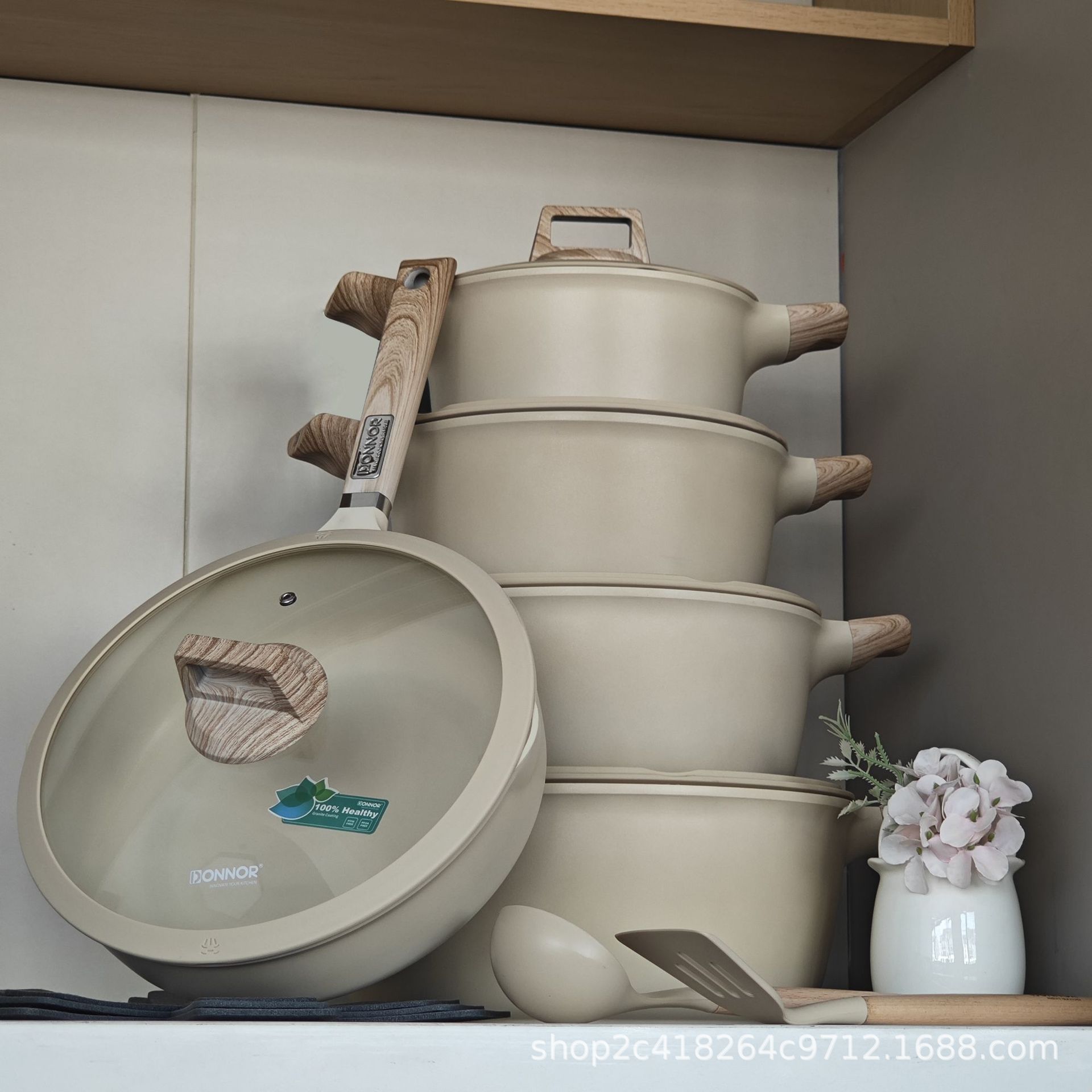 Donnor Fuli serie de 15 piezas olla de sopa wok freír olla antiadherente comercio exterior original spot cocina de inducción universal