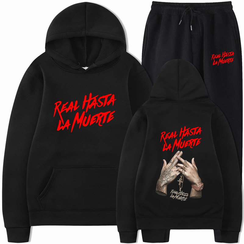 Cross-Border New Model Real Hasta La Muerte Letter-Printed Unisex Sweatshirt Hoodie Set Cross-Border New Model Real Hasta La Muerte Letter-Printed Unisex Sweatshirt Hoodie Set