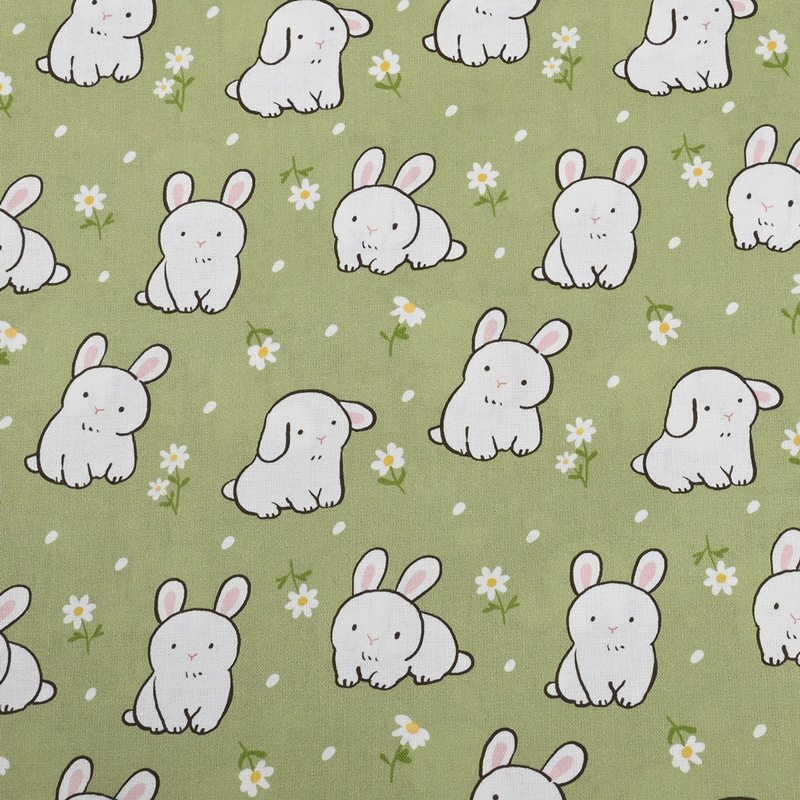 平纹棉布可爱风小兔子印花面料手工DIY服装连衣裙娃衣布料