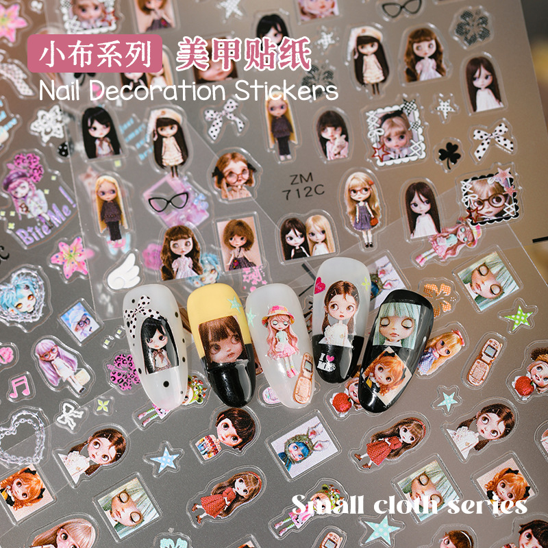 Little Doll Series Nail Art Stickers: Vibrant, Vintage, Retro, Trendy, and Popular Cartoon Character Nail Stickers Wholesale