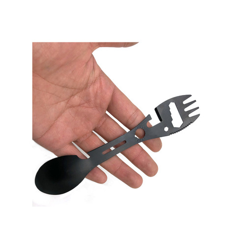 Cross-border outdoor multi-functional wrench opener, spoon can opener fish fork spoon camping tableware utensils spoon