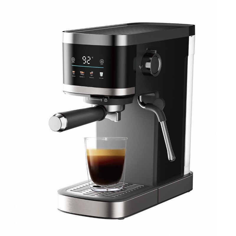 Cross-Border Foreign Trade Italian-Style Espresso Machine for Home Use, Semi-Automatic High-Pressure Extraction, Smart Color Screen, Integrated Milk Frother
