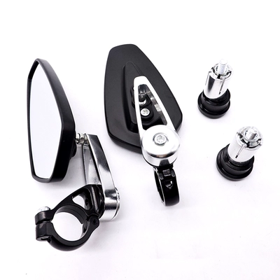 Racer Rearview Mirror, Motorcycle rearview mirror - handlebar-rear-view-mirror-silver-white-glass
