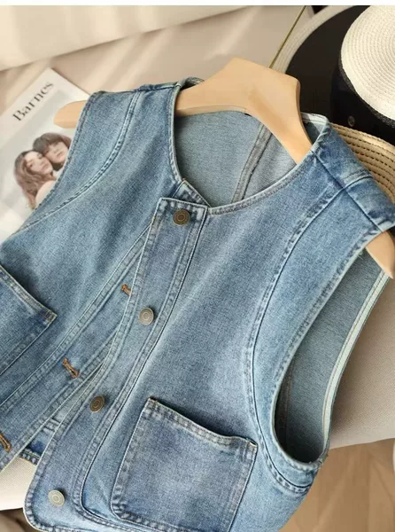 Fashion Denim Vest Women's New All-match Design Sense Niche Spring and Summer Outer Casual High-end Top Coat