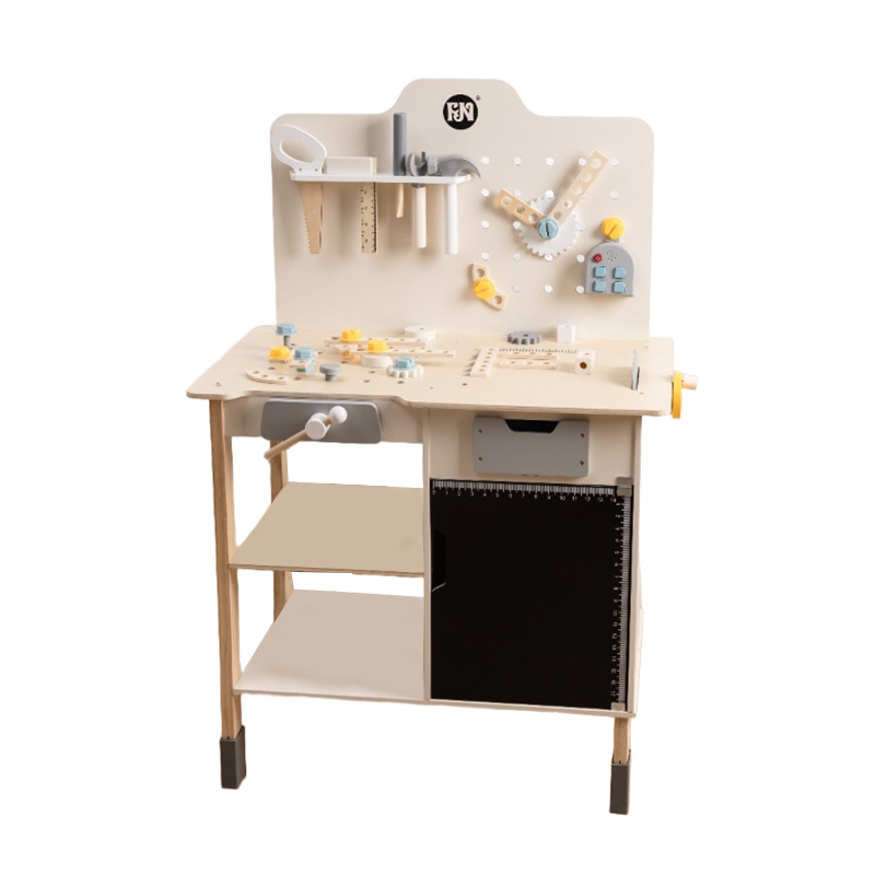 Banco de trabajo de madera de simulación Caja de herramientas de ensamblaje de rompecabezas para niños Tornillo de tornillo Juego de herramientas multifunción Juguetes de madera