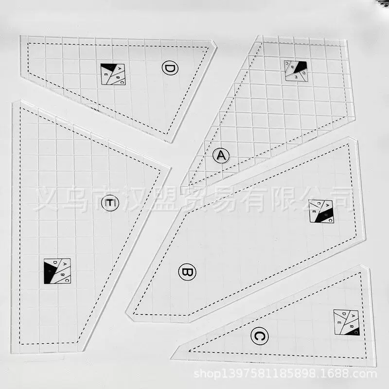 Новая акриловая швейная линейка Шаблон Квадратный 5 Набор Полой Шитья Комплект Шитья Шитья Шаблон DIY