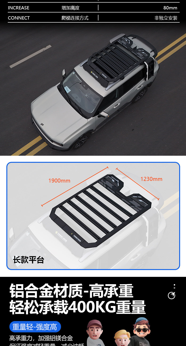 Jietu Shanhai T1 Traveler T2 Camping Car Roof Expansion Explorer Roof Rack Canopy Side Tent Ladder