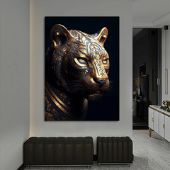 Cross-border Amazon hot-selling Nordic black bull lion canvas decorative painting high-definition print core modern living room wall art