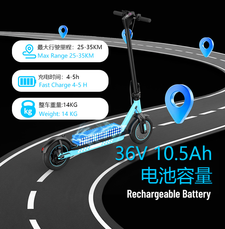 Overseas warehouse direct shipment from source factory: Small foldable electric scooter 10inch with honeycomb tires, 350W front drive, cross-border wholesale