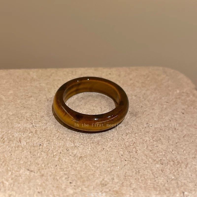 Melard Tigerauge-Ring für Damen, offener Ring, Niche Design Sense, massiver, ovaler Ring für den Zeigefinger_voghion.com