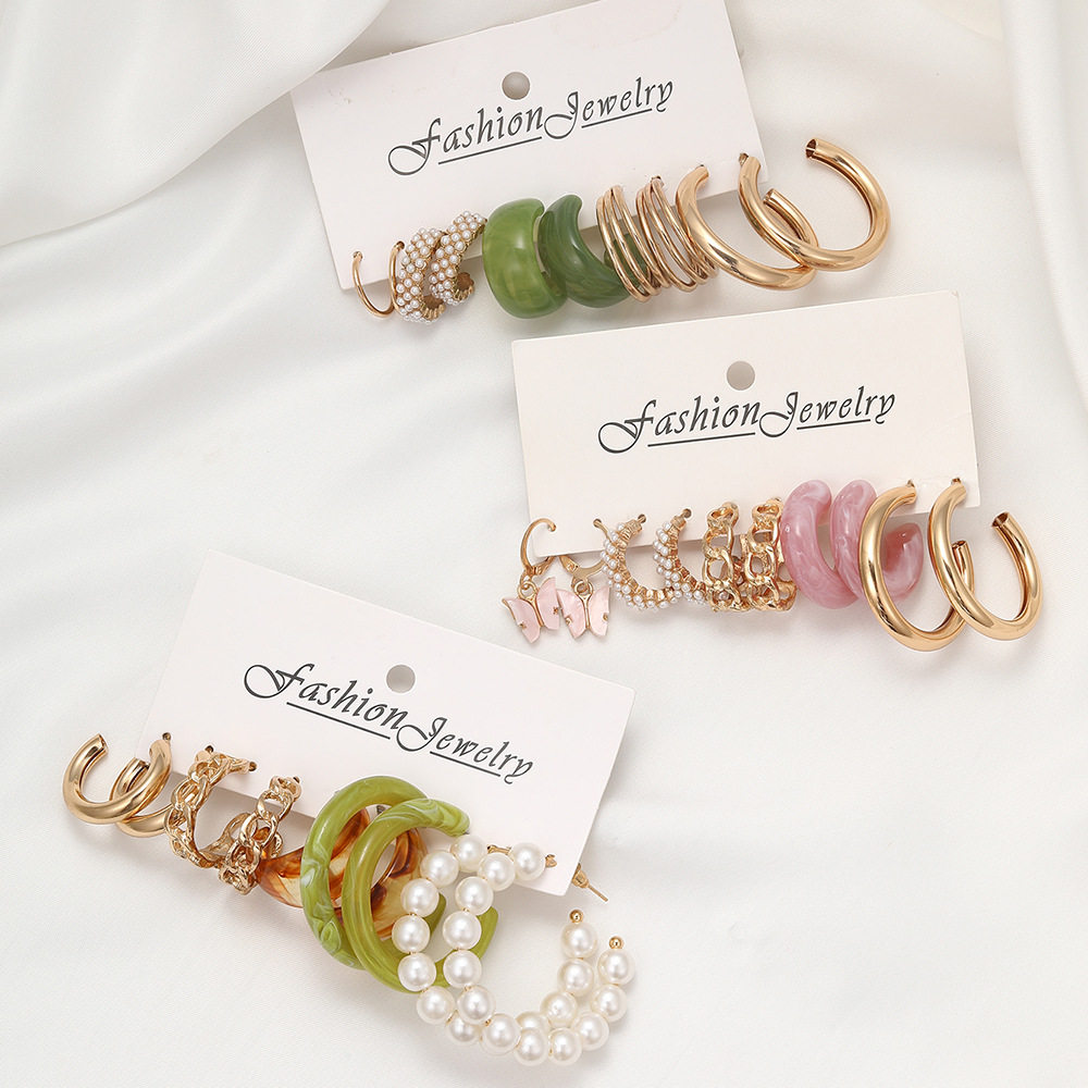 Metal Twist Chain Earrings Set Creative Simple Earrings Geometric Earrings 11 undefined