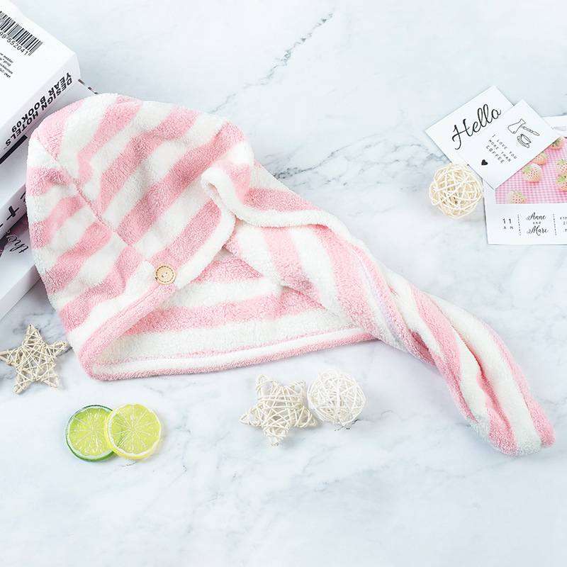 Coral Fleece Absorbent And Hair Drying Quick-dry Towel, Shower Cap, Fashionable Women's Wholesale Thickened Version_voghion.com
