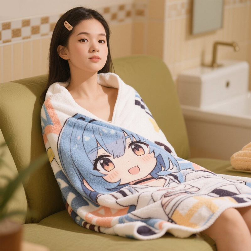 Bath Towels of Different Sizes with Cartoon Character Designs for Sports, Super Quick-Drying and Water-Absorbent, High-Quality Cross-Border Supply