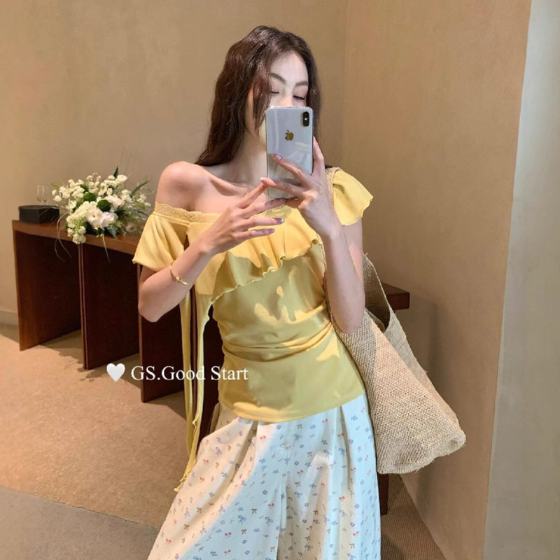 Big Sale Non-Returnable 2025 Summer Elegant Lotus Leaf Collar Pure Lust Style Asymmetrical Design Shirt G1938V Big Sale Non-Returnable 2025 Summer Elegant Lotus Leaf Collar Pure Lust Style Asymmetrical Design Shirt G1938V