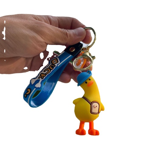 Cartoon Leaning Duck Couple Keychain Funny Plush Duck Ornament Key Ring Car Ornament Wholesale