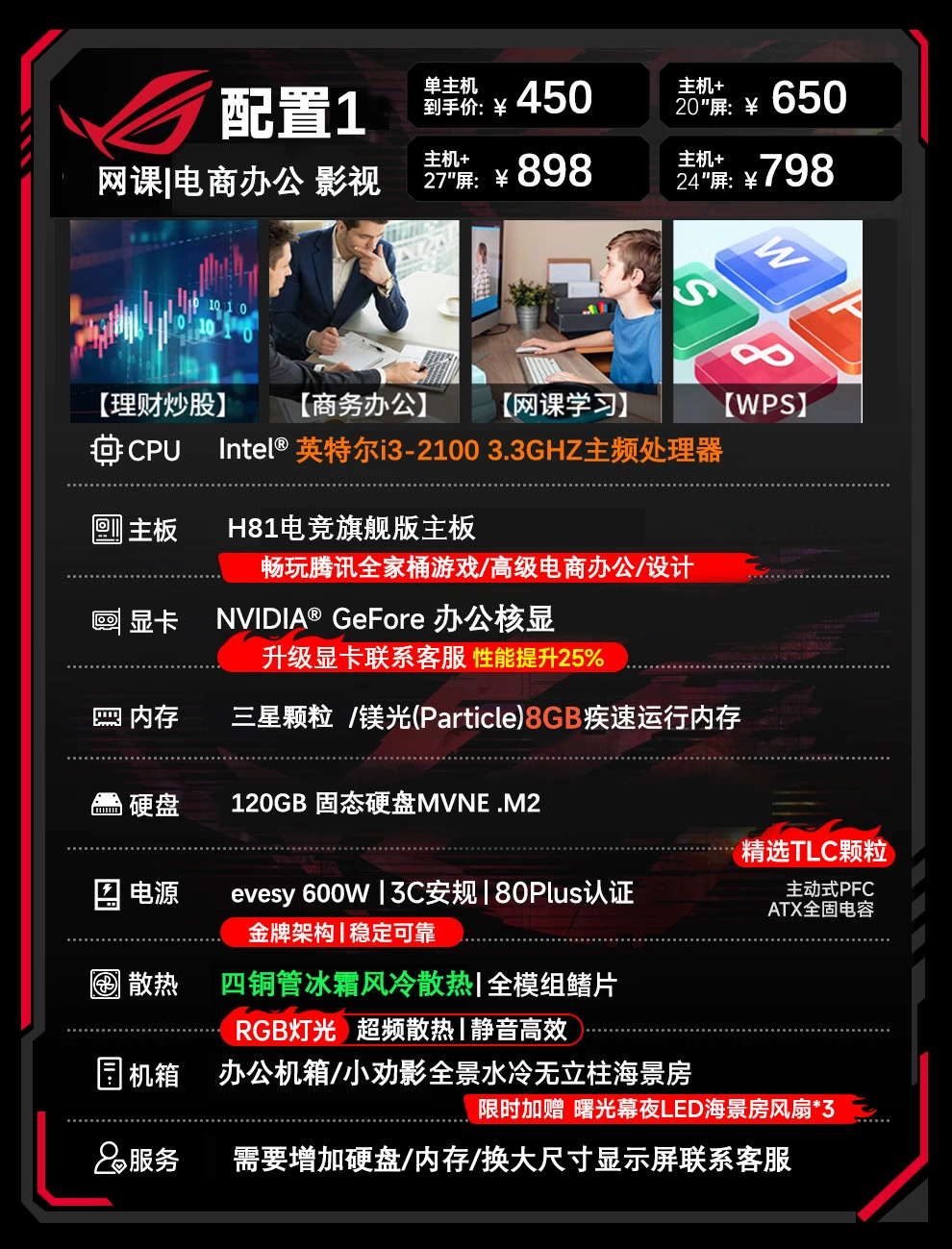 Настольный компьютер 5060, игровой e-sports и офисный ПК, конфигурации с отдельным дисплеем
