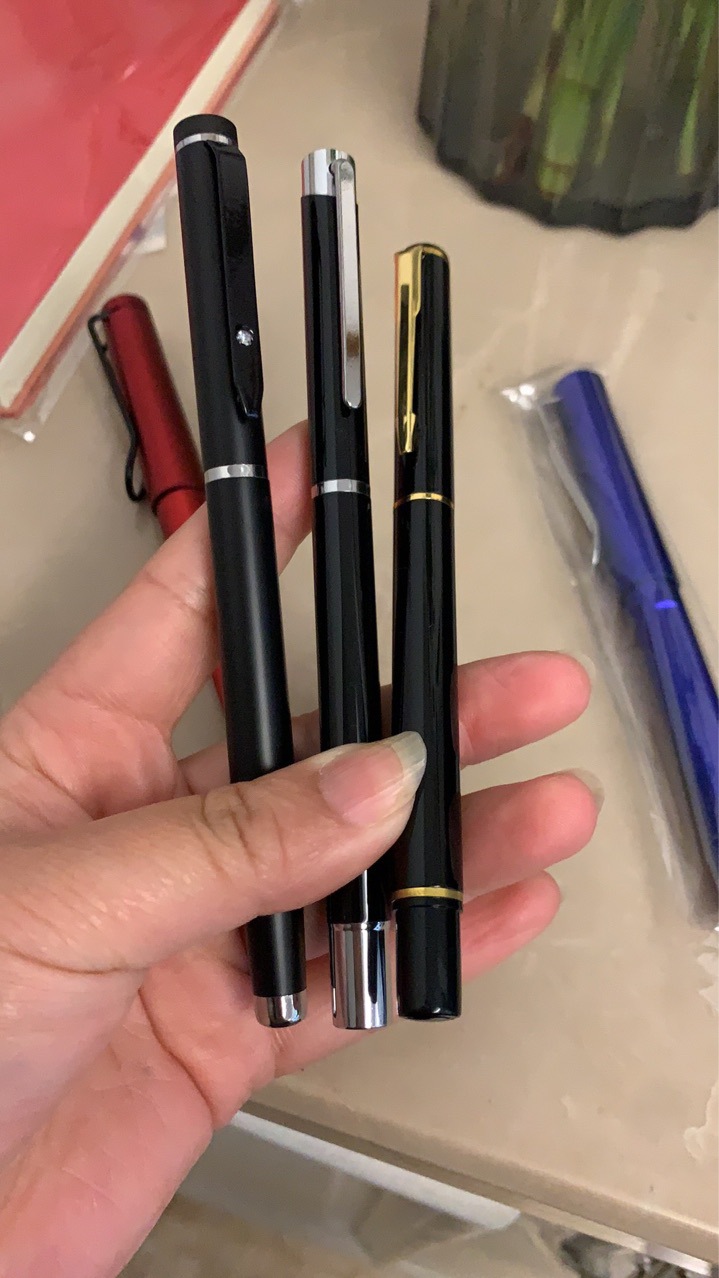 Laptop, USB flash drive, rollerball pen, badge, set
