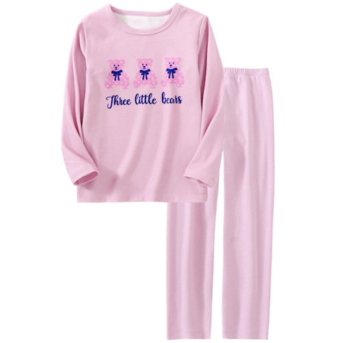 Children's Autumn and Winter Underwear Set Girls' Autumn Clothes and Autumn Pants Set Thin Velvet Milk Silk Baby Pajamas Home Clothing New Style