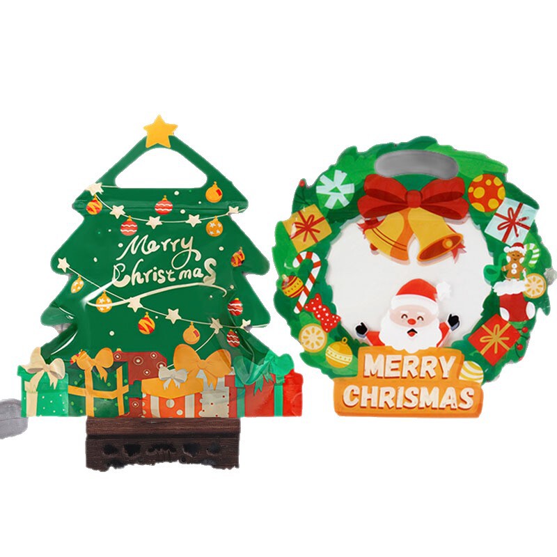 クロスボーダークリスマスツリーガーランドギフトバッグ漫画ジップロックバッグビスケットバッグキャンディ包装袋クリエイティブギフトバッグ|undefined