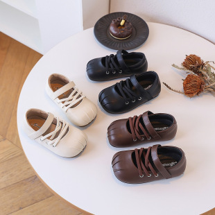 Girls' Leather Shoes Spring and Autumn New Little Girl British Style Princess Shoes Baby Girl's Single Shoes Black Performance Shoes