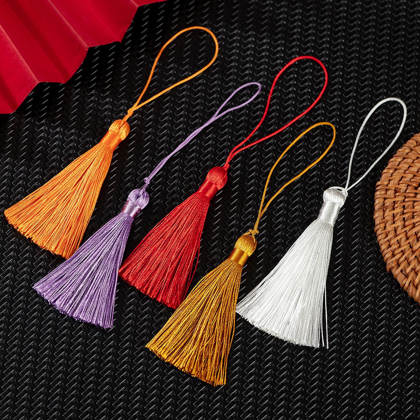 Chinese Style Bookmark Clothing Tassel Accessories Polyester Tassel 8cm Short Fat Tassel Vertical Tassel Wholesale