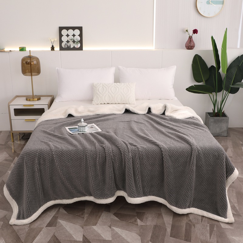 2023 Nueva Rosa Cachemira lana de cordero de color sólido multi-funcional manta doble capa engrosada Comercio exterior al por mayor