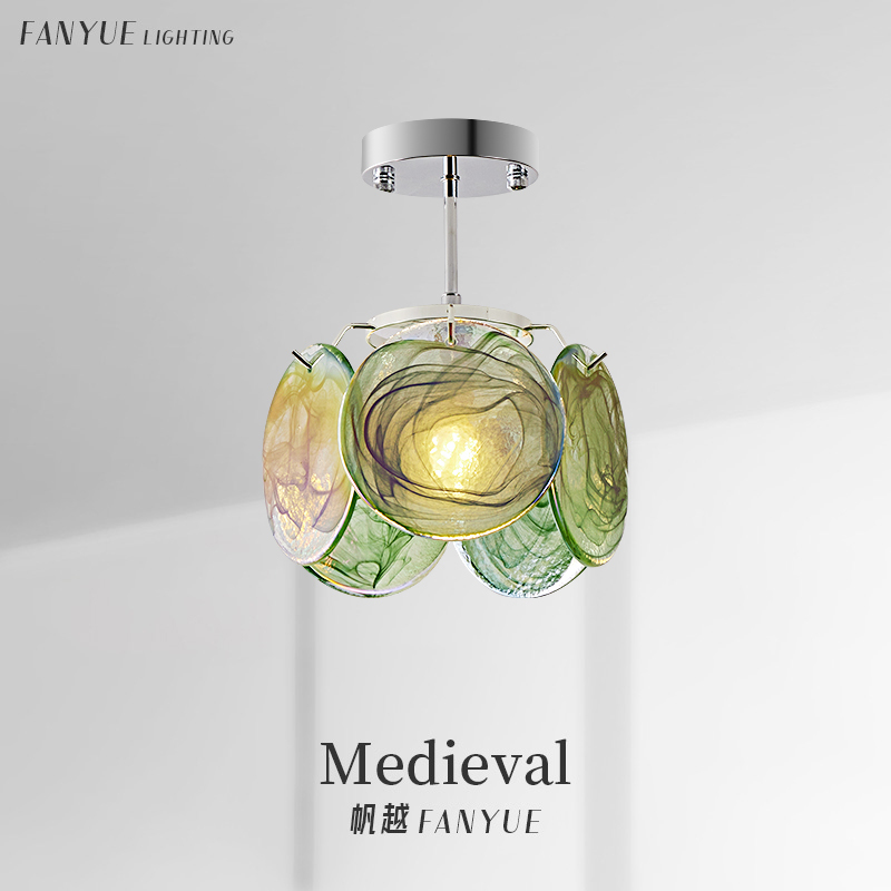 French-Style Vintage Corridor Light Murano Balcony Cloakroom Ceiling Light Luxury Entryway Decorative Foyer Lighting Fixtures