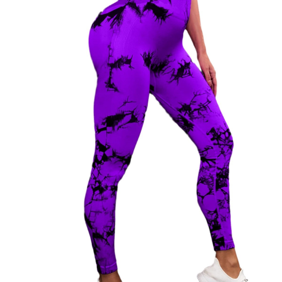 Pantalones deportivos de levantamiento de cadera melocotón de Mujer Pantalones de fitness Transfronterizos europeos y americanos sin costura de cintura alta pantalones de yoga teñidos con cordones