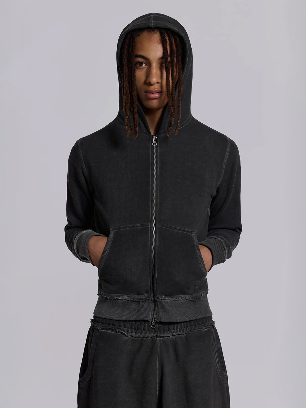 retro demi-season hoody with zipper hip-hop style for men and women