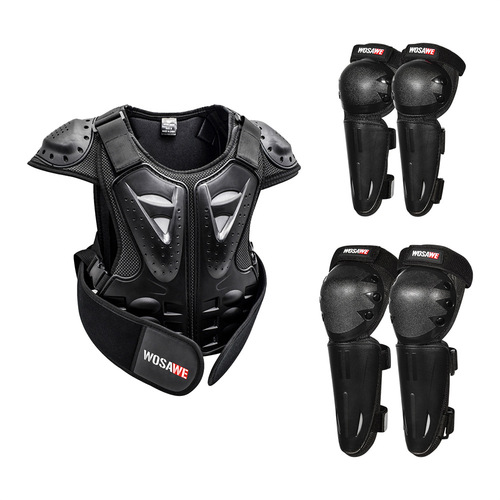WOSAWE Outdoor Sports Children's Balance Bike Skateboard Armor Jacket, Chest Protector, Back Protector, Knee Guards, Elbow Guards Set