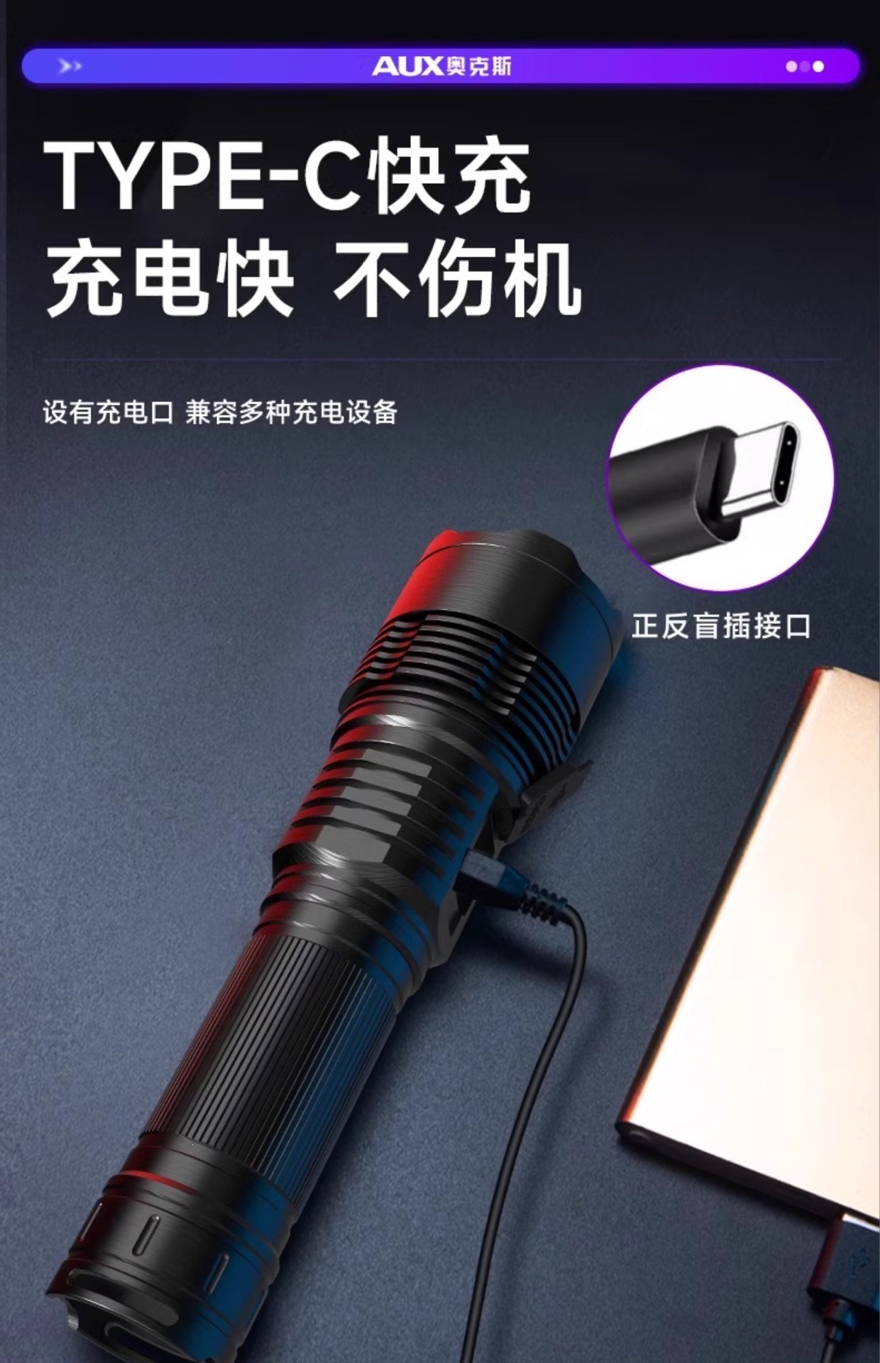 Oaks Purple Light Lamp for Identification, Ultraviolet Flashlight, Fluorescent Agent Detection Pen, 365Nm for Illuminating Jade and Emerald