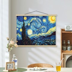 《星空》餐厅装饰画梵高名画饭厅遮挡画电表箱配电箱挂画客厅挂布