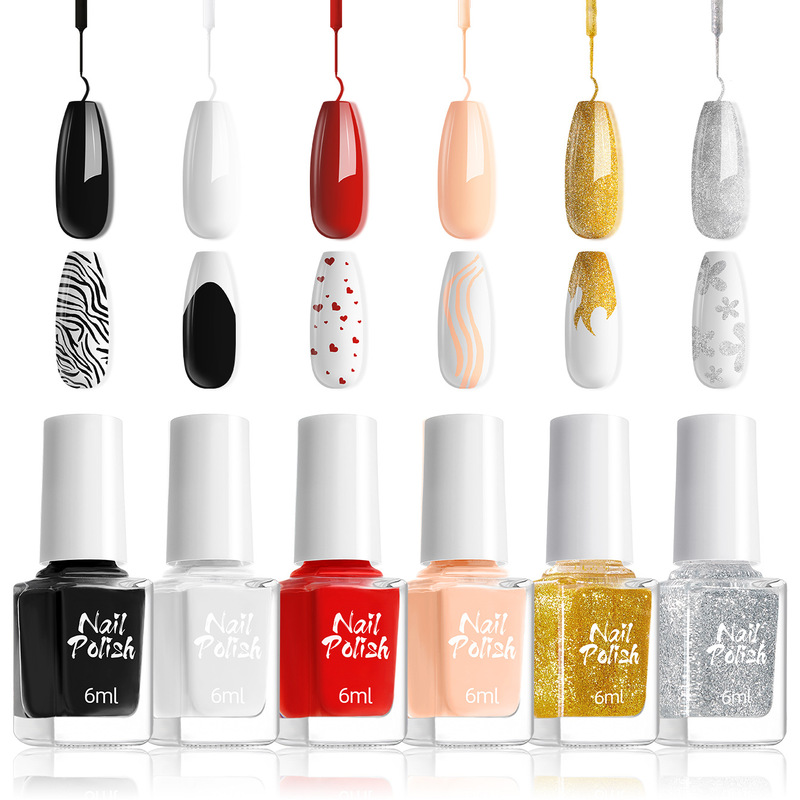 Nail Art Painted Gold and Silver Thread French Pull-String Nail Polish Set Explosive Metal Water-Based Quick-Drying No-Bake and Odorless