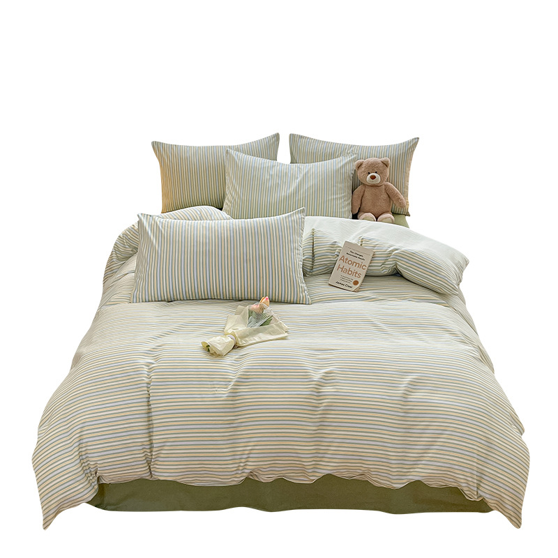 Pure Cotton Bedding Set For Men Simple Printed Four-piece Sheet_voghion.com