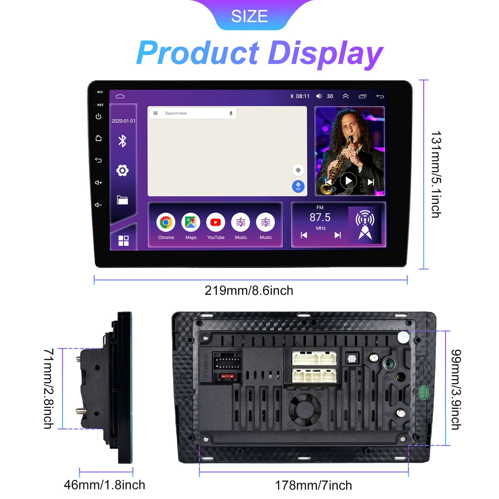 Universal 9 -inch Android 13.0 8 -core 2+32 Large -screen car carplay Android navigation vehicle central control