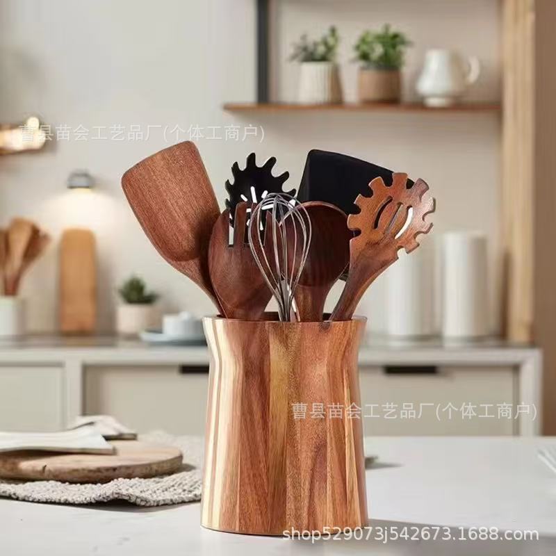 跨境实木餐具收纳盒家用厨房烹饪工具整理收纳盒木制厨具收纳盒|undefined