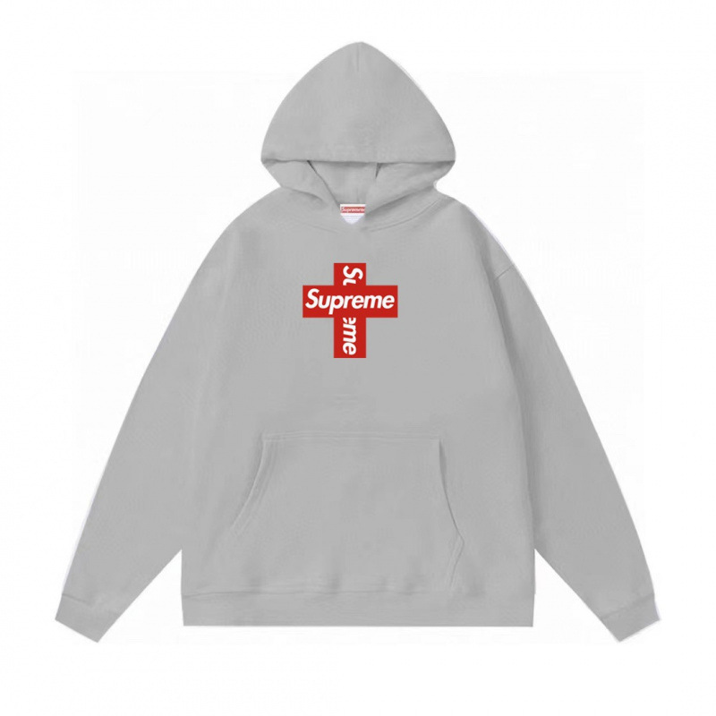 Trendy Brand Supreme Letter Cross Print Hooded Sweatshirt High Street Shawn Yue Loose Men's and Women's Cross-Border