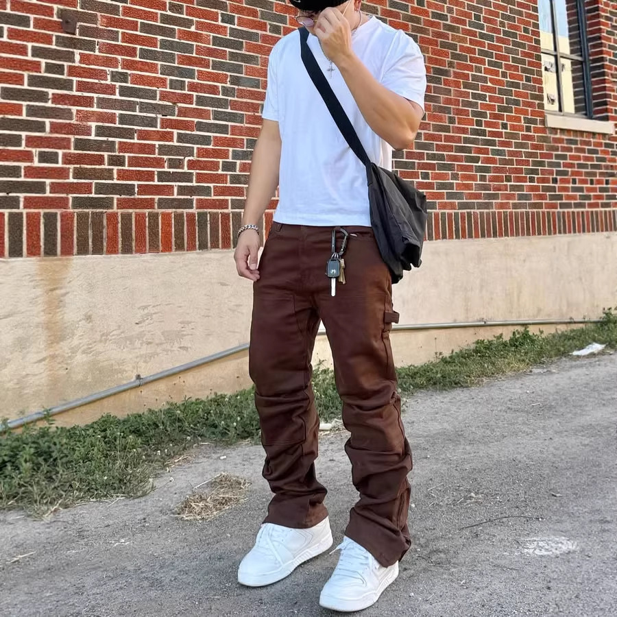 Men's Clothing Slim Fit Tapered Wide Leg Trousers American Retro Minimalist Trendy Versatile Denim Jeans_mkmklike.com